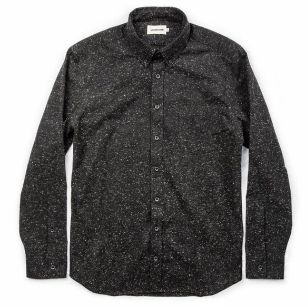 Taylor Stitch Men's Coal Donegal Long Sleeve Button Up Shirt Organic Cotton 42L